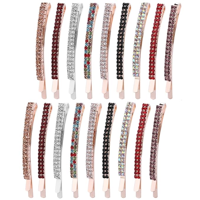 18 Pieces Rhinestone Bobby Pins Crystal Hair Clips Hair Pin Sparkling Hair Barettes Sytling Decorative Accessories for Women and Girls