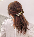 2PCS Hair Barrettes Tortoise Shell French Design Celluloid Rectangle Hair Clips for Women