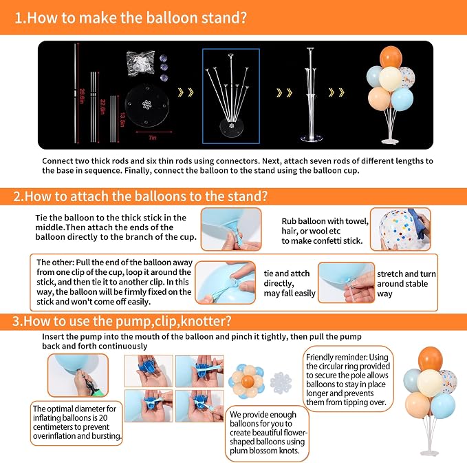 4 Sets Blue and Orange Balloons Stand Kit - Image 5
