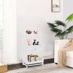 BarberPub Salon Trolley Cart with Lockable Wheels, Salon Cart with Drawer, Storage Trolley for Barber Shop, Spa 2086 (White)