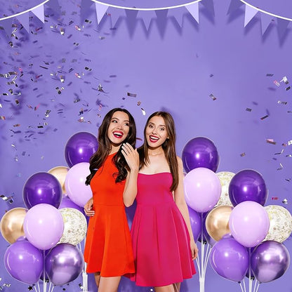 4 Sets Purple Champagne Gold Balloons Stand - Image 6