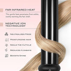 NuMe Classic Ceramic Curling Wand - Tourmaline 1.25 Inch Barrel Hair Curler, Negative Ion Conditioning, Far Infrared Heat - All Hair Types - Black