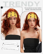 Grommet Headband for Women, Yellow 23cm Hollow Out Elastic Hair Band, Eyelets Punk Grunge Stylish Hairband