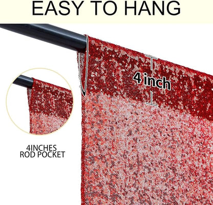 4×8FT-2PCS Burgundy Sequin Backdrop Curtains Panels, Photography Backdrop - Image 5