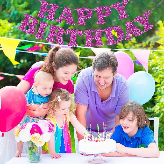 Purple Happy Birthday Banner Birthday Party Decorations Happy Birthday Banner - Image 3