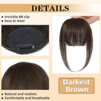 NAYOO Clip In Bangs Real Human Hair, Darkest Drown Wispy Bangs Fringe with Temples Hairpieces for Women Natural Curved Hair Extensions for Daily Wear