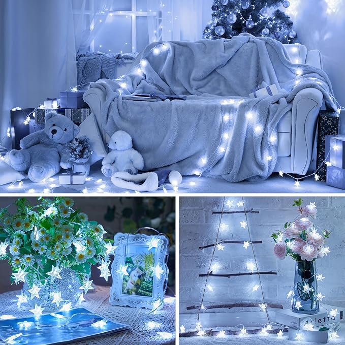 Minetom Star String Lights Battery Operated - 17 ft 50 LED Star Fairy String - Image 5