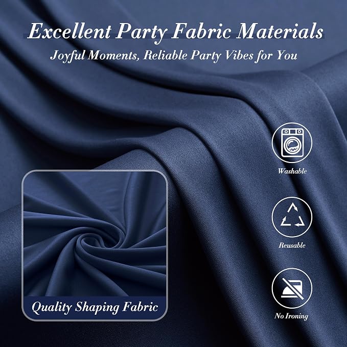 30 ft x 10 ft Wrinkle Free Navy Blue Backdrop Curtain - Image 4