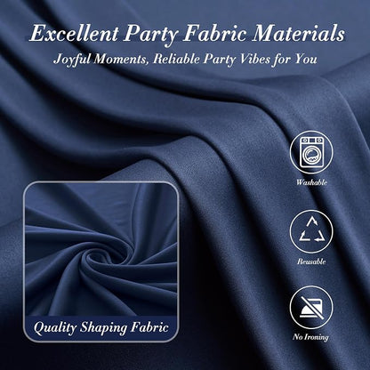 40 ft x 10 ft Wrinkle Free Navy Blue Backdrop Curtain - Image 4