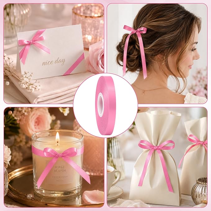 30Yards 3/8In Hot Pink Thin Ribbon - Image 4