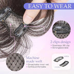 Hairro Clip On Bangs Human Hair Bangs Hair Clip In Bangs 3D 360°Cover Topper With Bangs Wispy Air Bangs Hair Pieces Fake Bangs For Women 8 Inches 10g #1B Natural Black