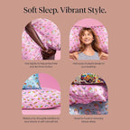 Kitsch x Lisa Frank Satin Pillowcase with Zipper for Hair & Skin, Softer Than Silk Pillow Cases Queen, Wrinkle-Free, Smooth and Cooling Satin Pillow Covers Standard/Queen Size 19x26 - Angel Kitty