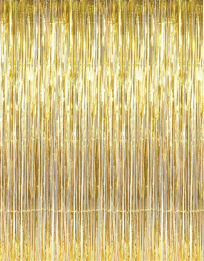 GOER 3.2 ft x 9.8 ft Metallic Tinsel Foil Fringe Curtains Party Photo Backdrop by GOER