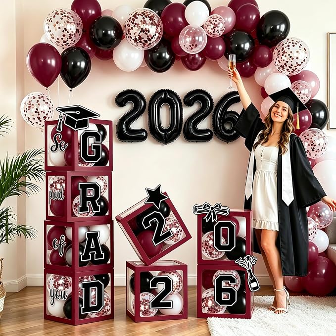 2026 Graduation Balloon Boxes Decorations – Clear Balloon Box Stack - Image 7