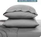 Bare Home Microfiber Pillow Cases - Toddler Size Set of 2 Cooling Pillowcases Double Brushed Light Grey Pack Easy Care (Toddler Pillowcase 2, Light Grey)