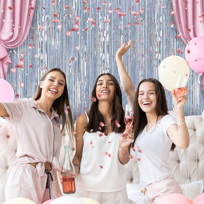 7 Pack 3.3 x 9.9 ft Holographic Silver Tinsel Streamers Party Decorations | - Image 6