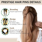 3 Pack Prestige Hair Pins for Women, 4.5" Large French Hair Pins for Thin & Thick Hair, Curved Anti-Slip Design for Better Hold, Perfect Holiday Gift for Her