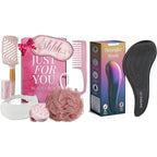 Detangling Brush for Women with Flexible Bristles and Mom Birthday Gift Set - 7-Piece Luxury Spa Gift Kit with Brush & Eye Mask
