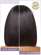 LUVME HAIR 10 Inch Light Yaki Straight Bob Wig with Bangs Human Hair Realistic HD Lace Short Black Bob Wigs, Ready to Go Blunt Cut Bob Wig Glueless 180 Density