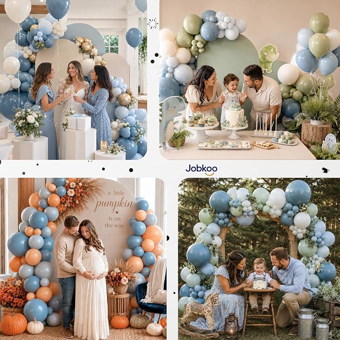 Jobkoo Slate Blue Balloons 12 Inch, Dusty Dark Teal Blue Latex Balloon | Matte - Image 7