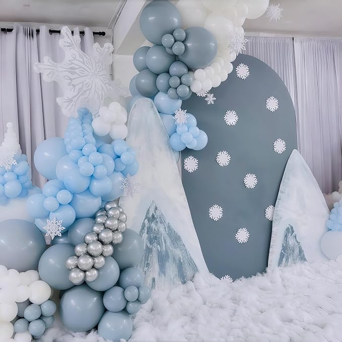 Baby Blue White Winter Wonderland Balloons - Image 7