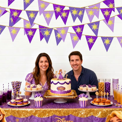 30Ft Purple Sun Party Decorations Purple Pennant Banner Flag Hanging Paper - Image 5