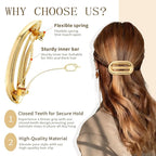 2 PCS Metal Hair Clips for Women, Vintage Gold French Barrette Clip, Stylish Durable & Elegant Metal Hair Clips, Silver Hair Barrettes for Thin Thick Hair, Retro Hair Accessories Christmas Gift