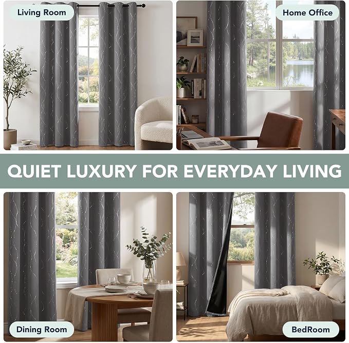 Deconovo 100% Blackout Living Room Curtains 63 Inches Long, Thermal Insulated - Image 8