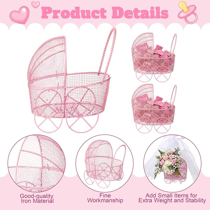 6 Set Pink Baby Shower Centerpieces - Image 3