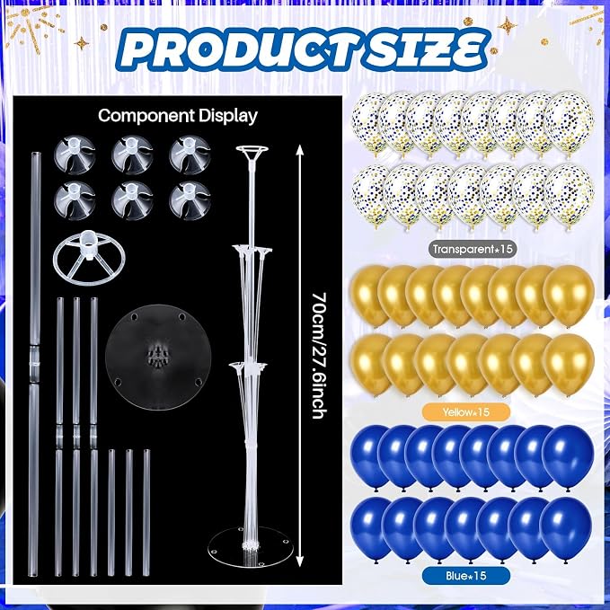 6 Set Navy Blue Gold Balloons Stand Kit - Image 3
