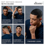 Diane Premium 100% Boar Bristle Military Wave Brush for Men and Barbers – Medium Bristles for Thick Coarse Hair – Use for Detangling, Smoothing, Wave Styles, Soft on Scalp, Restores Shine
