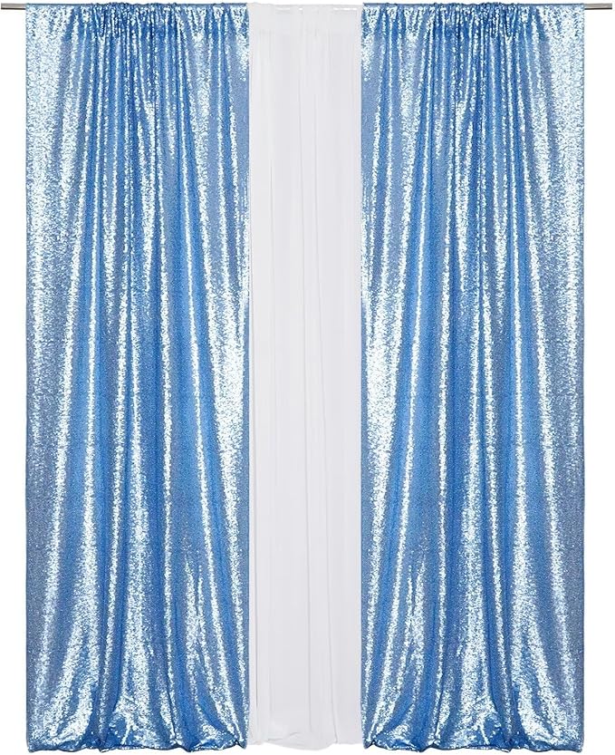 Eternal Beauty Baby Blue 3mm Sequin Backdrop 2x8 Ft 2 Pack Wedding | Dense - Image 7