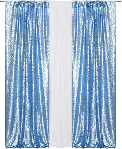 Eternal Beauty Baby Blue 3mm Sequin Backdrop 2x8 Ft 2 Pack Wedding | Dense - Image 7