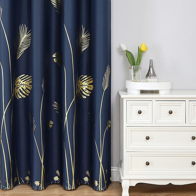 Navy Blue Blackout Curtains for Living Room 102 Inch Length 2 Panels Set - Image 2