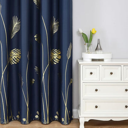 Navy Blue Blackout Curtains for Living Room 102 Inch Length 2 Panels Set - Image 2