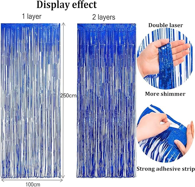 BRAVESHINE Foil Fringe Curtains | Metallic Tinsel Party Steamers Backdrop | - Image 5
