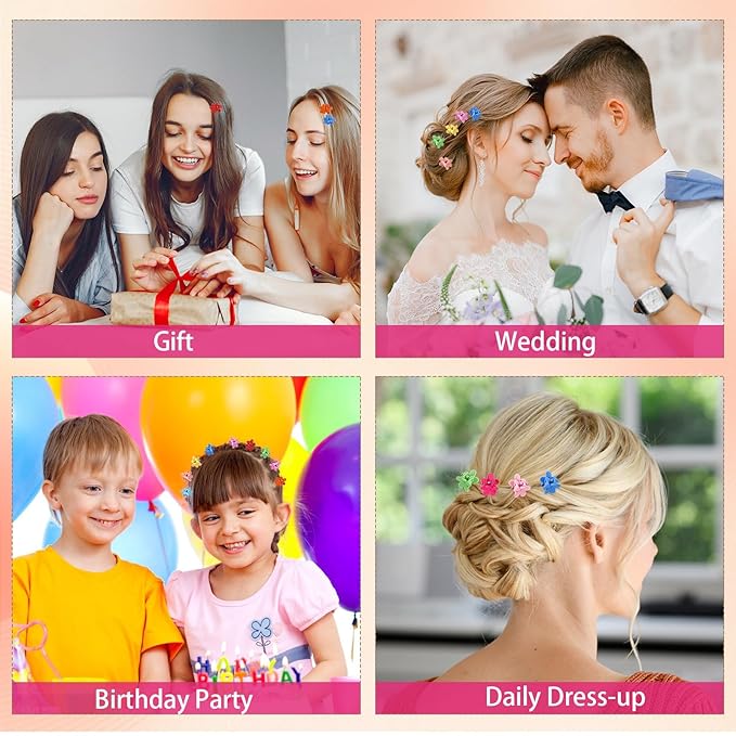 JANYUN 120 Pcs Mini Flower Hair Clips, Colorful Small Hair Claw Clips Cute Tiny Jaw Clips Hair Pins Hair Barrettes Accessories