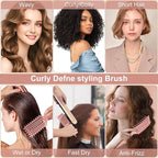 Curly Hair Brush Defining, Vented Curl Defining Brush for Effortlessly Detangling Shaping and Styling Women's Men's Curls on All Wet or Dry Hair Types, Reduces Frizz (Beige)
