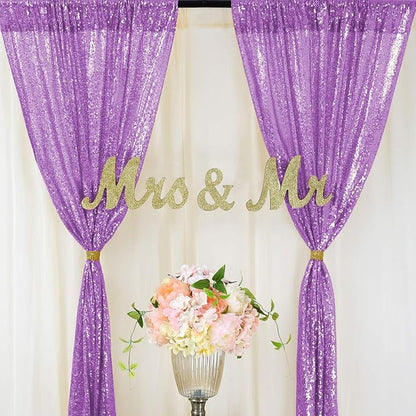 Lavender Sequin Backdrop Curtains Party Photo Glitter Drapes 2 Pcs 2FTx8FT | - Image 6