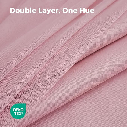 100% Blackout Curtains for Bedroom, Double Layer Pink Curtains, Room Darkening - Image 4