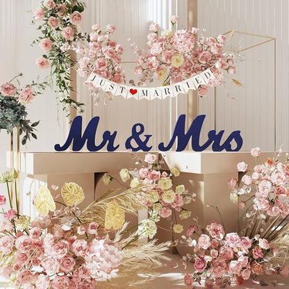 VIOPVERY Wooden Mr & Mrs Wedding Sign - Image 7