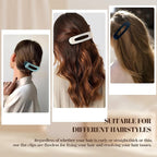 8 Pcs Large Lay Flat Claw Clips for Women French Side Slide Barrettes for Thin Fine Hair Rectangle Alligator Hair Accessories,Matte Blue Beige