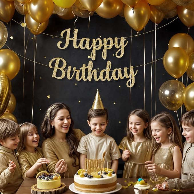 KatchOn Glitter Gold Happy Birthday Banner- 10 Ft, Birthday Decorations | - Image 5