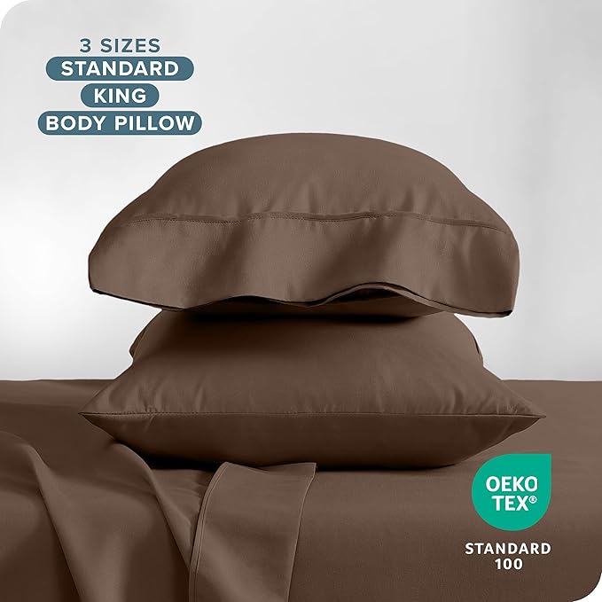 Bare Home Microfiber Pillow Cases - King Size Set of 2 - Cooling Pillowcases - Double Brushed - Cocoa Pillowcases Two Pack - Easy Care (King Pillowcase Set of 2, Cocoa)