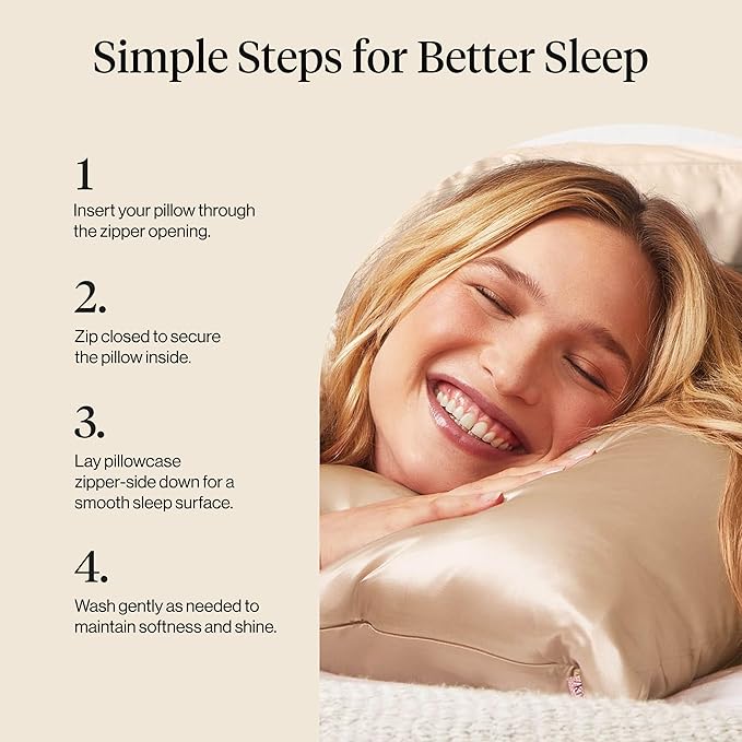 Kitsch Satin Pillowcase, Softer Than Silk Pillow Cases King, Cooling Pillow Covers, Satin Pillowcase with Zipper for Hair, Skin & Quality Sleep, Wrinkle-Free & Smooth, King Size 19"x36", Champagne