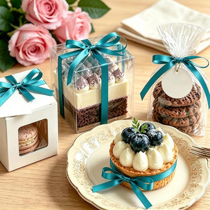 3/8In 30Yards Thin Teal Ribbon for Flower Bouquet Graduate Christmas Crafts | - Image 7