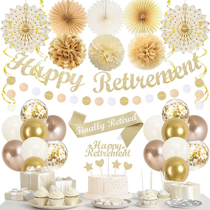 Vlipoeasn Champagne Gold Retirement Decorations by Vlipoeasn