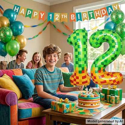 40 Inch Pixel Foil Number 12 Balloon - Image 4