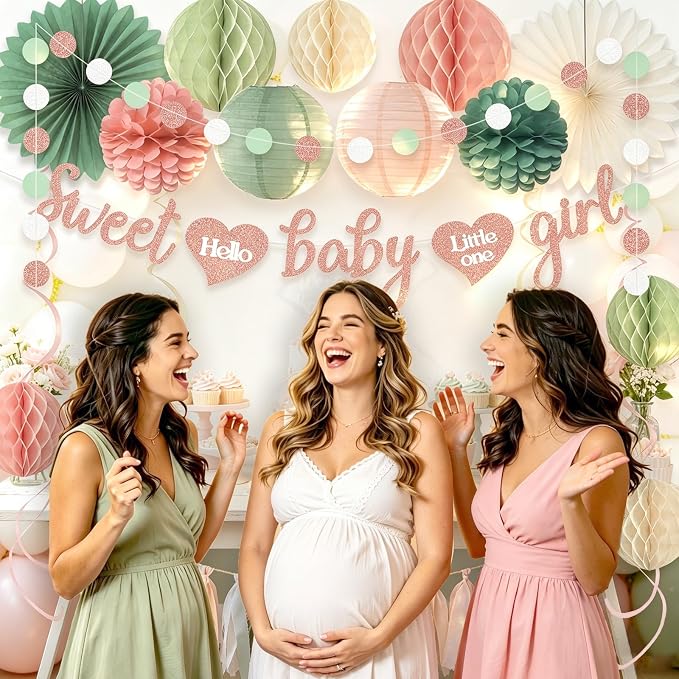 Sage Green and Blush Pink Baby Shower Decorations - Image 7