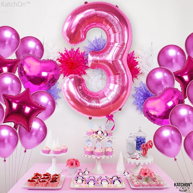 KatchOn, Hot Pink Number 3 Balloon 40 Inch | Number 3 Foil Balloon, 3rd Pink - Image 8